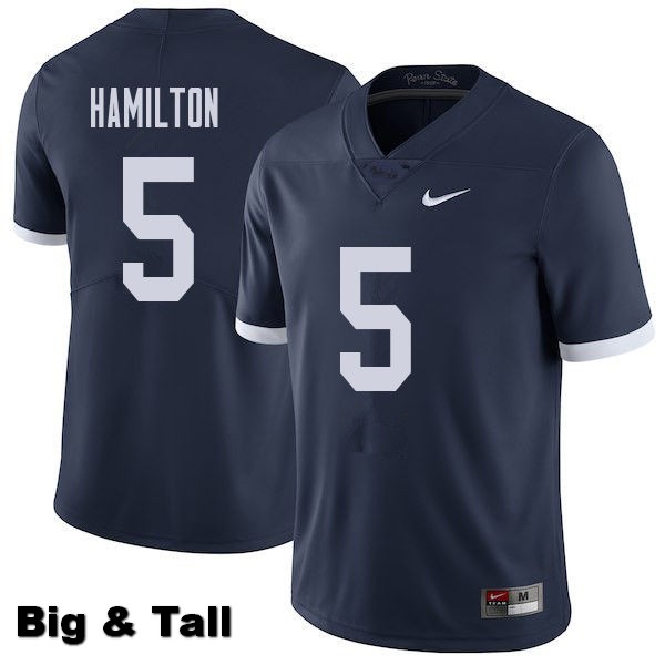 NCAA Nike Men's Penn State Nittany Lions DaeSean Hamilton #5 College Football Authentic Throwback Big & Tall Navy Stitched Jersey YQA6798KD